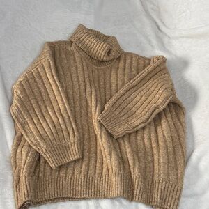 Falls Creek Tan Ribbed Turtleneck Sweater